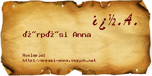 Árpási Anna névjegykártya
